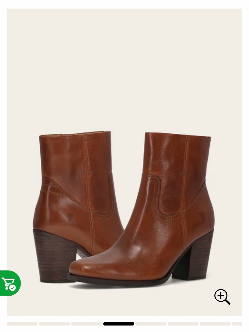 NEW Frye Shiloh Zip Booties Cognac Leather Mid-Calf Block Heel Ankle Boots 7.5
